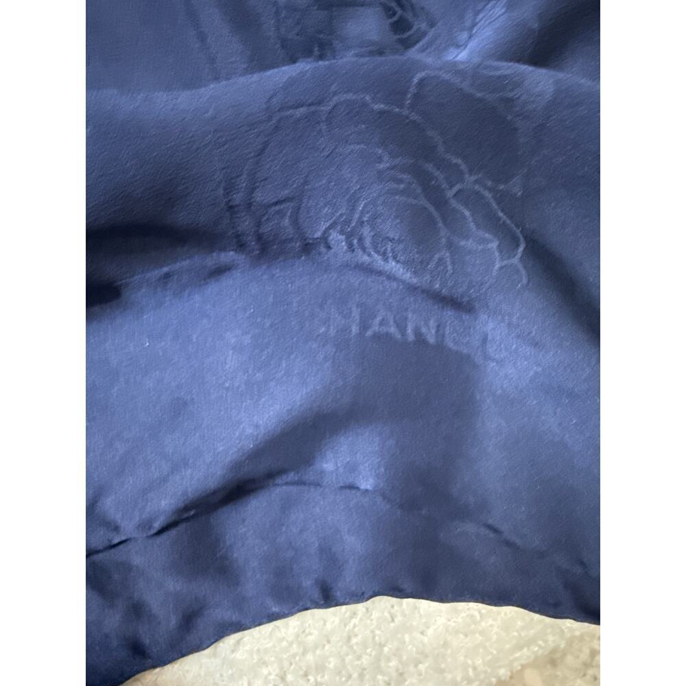 Chanel Black Silk Camellia Scarf Wrap - Authentic Designer Luxury - Picture 6 of 6